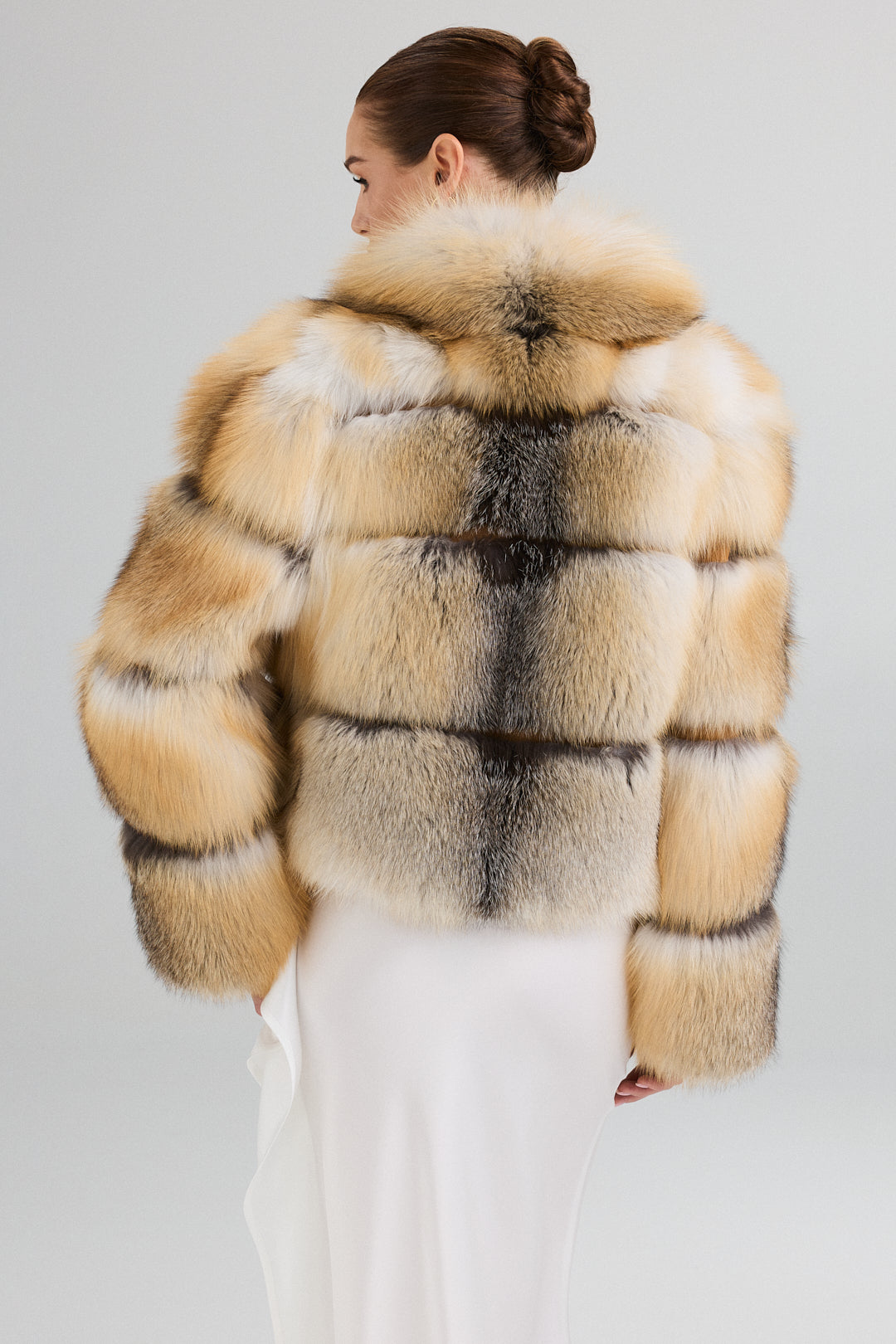 Golden Island natural fox fur jacket